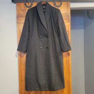 Stephanie Mathews Long Black Wool Trench Coat Women’s Plus 18 Wool Overcoat